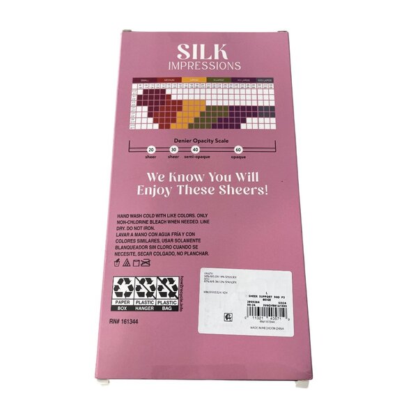 Silk Impressions Pantyhose Size Large Sheer Medium Support 2 Pair 30 Denier NEW - Picture 2 of 6